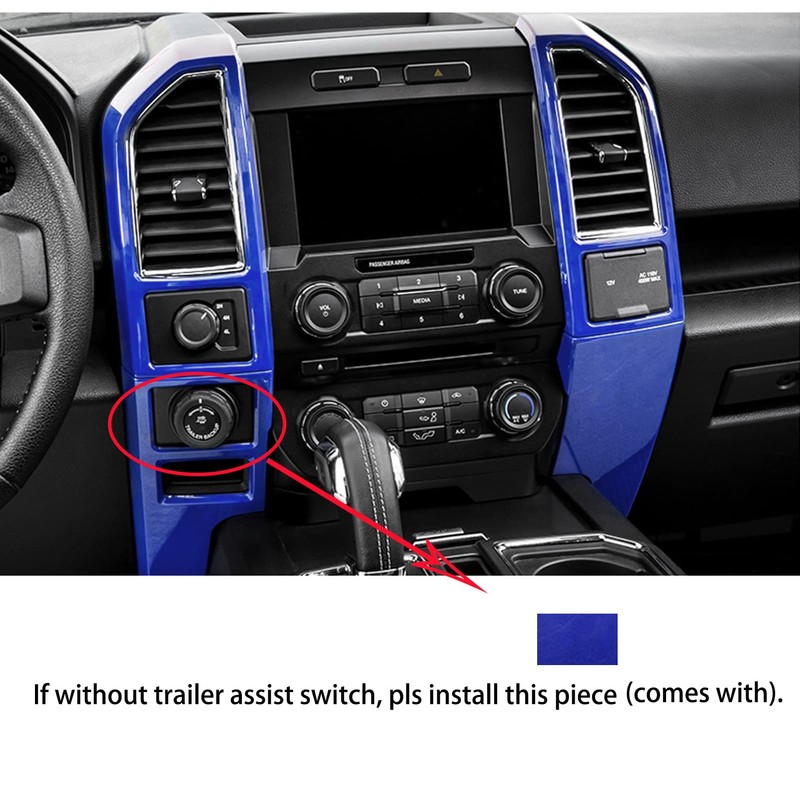 Keptrim for F150 Blue Central Console Air Conditioner Panel Trim