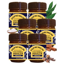DDPREMIUM Herbal Inhaler with Menthol & Essential Oil - Natural Thai Inhaler for Enhanced Breathing, Promotes Clearer Nasal Passages - Compound Herb Formula Original Pack of 6