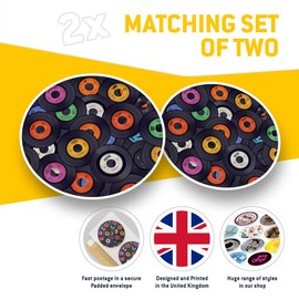 Vinyl Stickers (Set of 2) 7.5cm - Retro Records Music DJ #2261