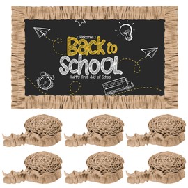 6 Rolls Ruffled Bulletin Board Border,2.36 x 118 Inches DIY Burlap Decorative Border Trim,Farmhouse Bulletin Board Crafts for Classroom School Office Home Decoration (Total 708")
