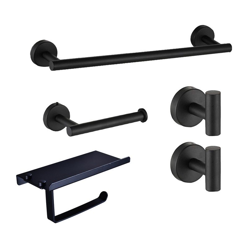 5PCS Bathroom Hardware Set Towel Bar Toilet Paper Holder 2
