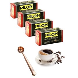 Bundle Pilon Gourmet Coffee10 oz (4 Pck) + Vecosas Spoon Clip Made for PILON® type Ground Coffee