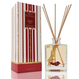 Urban Naturals Holiday Cheer Reed Diffuser Set – Cranberry, Cinnamon, Evergreen, Cedar & Smokey Wood – Made with Essential Oils – Sleek Rectangular Refillable Glass Bottle – Made in The USA
