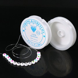 Redamancy Elastic Jewellery Thread, 2 Spools Transparent Bead Thread, 0.6 mm and 0.8 mm Invisible Nylon Cord, Tear-Resistant Cord, Elastic Band for Bracelets, for Bead Jewellery, Bracelets, Crafts