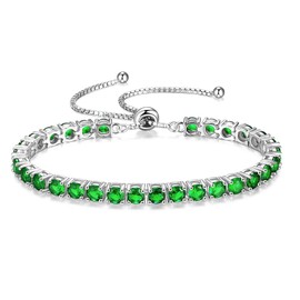 FANCIME S925 Silver Bracelet for Women, Men's, 12 Months, Birthstone Bracelet, Tennis, Bolo Bracelet, Sliding, Adjustable, Wristlet, Christmas, Birthday, Anniversary, Gift, Gift Wrapping Included,