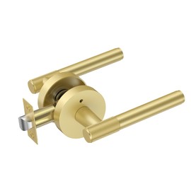 KNOKLOCK 1 Pack Brushed Gold Door Handles Interior, Knurled Privacy Door Handles, Gold Door Lever for Bedroom or Bathroom,Reversible Keyless for Left Right Handed Doors KL0001