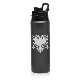 25 oz Water Bottle Sports Travel Mug Gift Albanian Eagle (Charcoal)