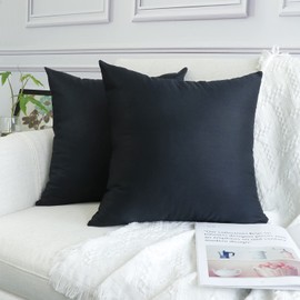 Coddsmz 4 Pack Decorative 100% Cotton Pillow Covers 16x16 Inch Square Cushion Cover Solid Throw Pillowcase for Home Bed Sofa (Black, 4 Pack-16 x 16/40x40cm)