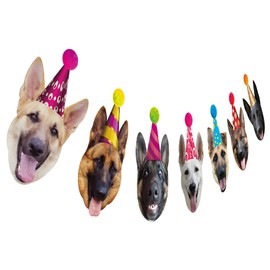 (German Shepherd Garland) - German Shepherd Birthday Garland, Funny Dog Face Portrait Birthday Banner, Bday Bunting Decoration