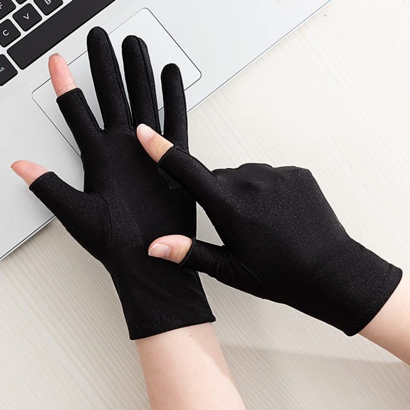SIQITECH Half Finger Gloves, UV Protection, Women's, For Summer, Sunscreen,