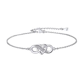Bestyle Women's Infinity Anklet, 925 Silver, Zirconia Anklet, Keeping On, Infinite Mark, Anklet, Simple, 8.7 inches (22 cm), Adjustable, Wedding, Anniversary, Gift, Casual