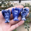 Fekuar Natural Sodalite Healing Crystal Prayer Guardian Angel Statue, Carving