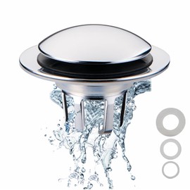 Chrome Bathroom Sink Drain Stopper,Welsan Universal Pop-Up Drain Stopper Plug Strainer with Hair Catcher for 1 1/8"-1 1/2" Drain Hole,Anti-Clogging Design Chrome Plated