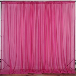 New Creations Fabric & Foam Inc, Polyester See Through Chiffon Backdrop Drape Curtain Panel (Fuchsia, Single Panel)