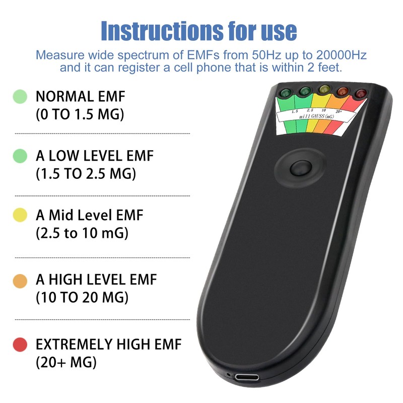 EMF Meters Electromagnetic Field Radiation Detector Hand-held Rechargeable EMF Meter