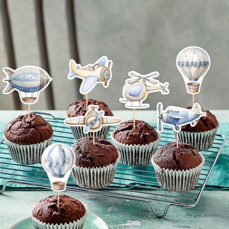 Blumomon 28 pezzi di aereo cupcake topper per palloncini a