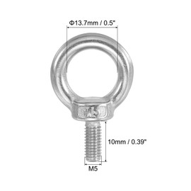 PATIKIL M5 x 10mm Lifting Shoulder Eye Bolts Set of 8 304 Stainless Steel Threaded Eye Bolts with Lifting Rings with Nuts and Washers Ideal for Hammocks and Articles Hanging