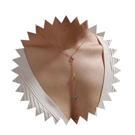 Allereya Vintage Crystal Drop Y Necklace Rhinestone Chain Y Lariat Necklace Long Colourful Crystal Necklace Gold CZ Wedding Necklace Jewellery for Women and Girls (Gold), Zinc, No Gemstone