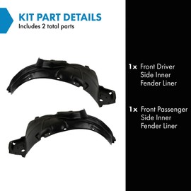 TRQ Front Inner Fender Liner Set Compatible with 2007-2008 Honda Fit HO1250111 HO1251112