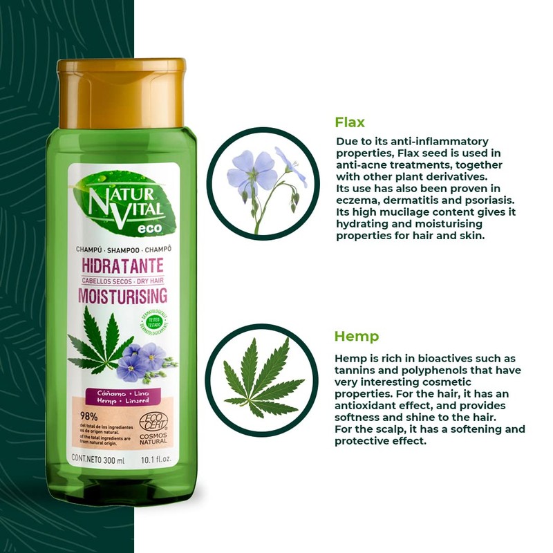 Eco Hidratante Cáñamo Y Lino Champú 300 ml