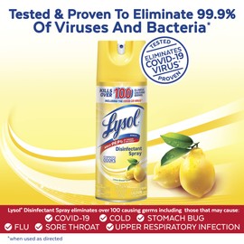 Lysol Disinfectant Spray, Sanitizing and Antibacterial Spray, For Disinfecting and Deodorizing, Lemon Breeze, 12.5oz