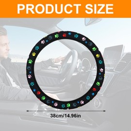 Steering Wheel Cover Cute Flowers, 2 Pieces Universal Car Steering Wheel Cover, Steering Wheel Protector in Universal Size 38 cm, Winter Steering Wheel Protection Panda, Durable Microfibre Leather