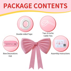 imprsv Bow Party Decorations 40x50in Pink Bow Decor, Coquette Birthday Decorations for Wedding Engagement Baby Shower, Giant Coquette Room Decor for Girls Women