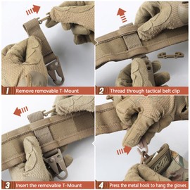 LIVANS Tactical Gear Clip Molle Belt Clip Tactical Clash Hook T- Mount Molle Webbing Battle Belt Clip Molle Bag Key Clip for Plate Carrier Duty Belt Molle Panel Backpack Accessories, Include Z-Buckle