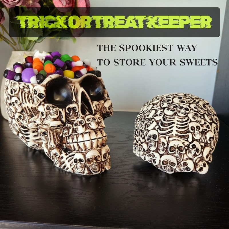 Gothic Skull Storage Box - Decorative Ossuary Design with Hidden