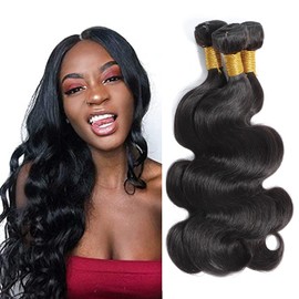 Selina Hair 24 24 24 Inch Brazilian Body Wave Bundles Human Hair Bundles 3 Bundles 300g Remy Hair Unprocessed Human Hair Weave Hair Bundles Natural Black Color (24 24 24Inch, Body Wave)