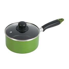 Pearl Metal New Four HB-8596 Wacoat Trading Single Handle Pot 6.3 inches (16 cm), Glass Lid Included, Fluorine Processing, Induction Compatible, Green
