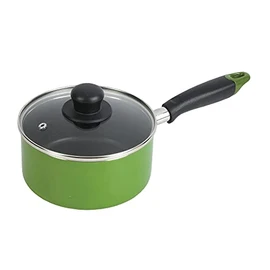 Pearl Metal New Four HB-8596 Wacoat Trading Single Handle Pot 6.3 inches (16 cm), Glass Lid Included, Fluorine Processing, Induction Compatible, Green
