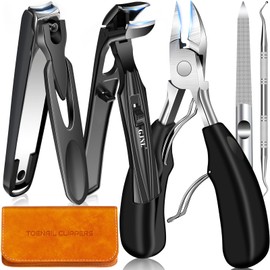 Toenail Clippers for Seniors Thick Nails - Angled Head Large Toe Nail Clippers for Men, Heavy Duty Ingrown Toenail Clippers for Thick Toenails with Wide Jaw, Sharp Nail Cutter with Catcher Long Handle