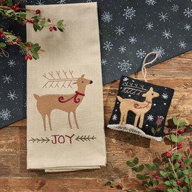 Park Designs Joyful Deer Wool Felt Ornament Set of 4