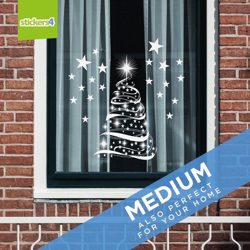 Christmas Windows Stickers - Christmas Star Tree with Xmas Stars