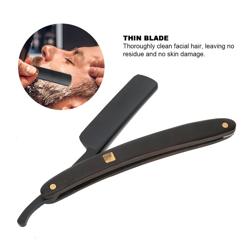 Sandalwood Handle Vintage Straight Manual Razor Holder Stainless Steel Beard