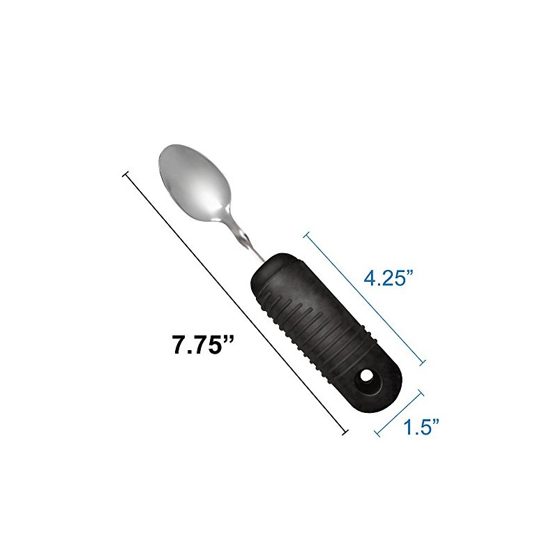 Rehabilitation Advantage Easy Grip Teaspoon with Built-up Handle, Black 3.2