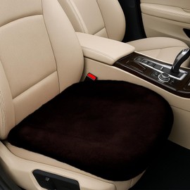 UHANBUT Sheepskin Car Seat Cushion, Soft Faux Fur Auto Seat Cover, Breathable Comfort Seat Protector Pad, Fluffy Non-Slip Winter Driver Seat Cover for Car, Truck, Office, Home Decoration (Coffee)