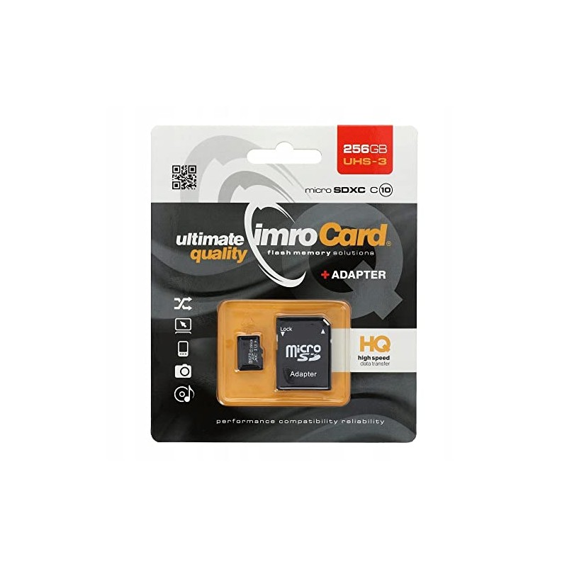 imro MicroSDXC Card 256GB Class10 UHS-3 Adapter
