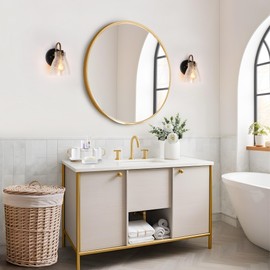 KSANA Black Gold Wall Sconces, Modern Wall Light Fixtures with Cracked Glass Shade for Bedroom, Bathroom, Living Room