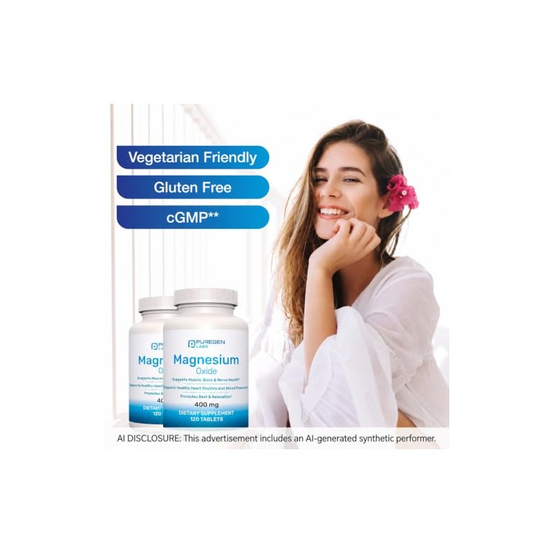 P Puregen Labs Suplemento de Magnesio de 400 Mg [alta