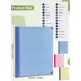 Gugxiom If I Die Binder UK,in Case I Go Missing Binder,Folio Document Organizer with Labels and Stickers,Life Book Document Organiser for Meetings,School,and Office (Blue)
