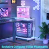 Computer Tower Stand with Power Strips, Height Adjustable PC Tower