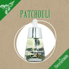 Classy Cuticles | Hand Blended Cuticle Oil | Vegan, Cruelty-Free, & Hydrating | Vitamin E, Jojoba, and Argan Oil | 50 mL Desk Bottle | Patchouli Scent | Pack of 1