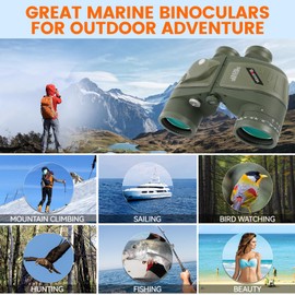 BOSTRON 10X50 Marine Binoculars with Rangefinder Compass, IPX7 Floating Waterproof Marine Binoculars for Adults with BAK4 Prism FMC Lens for Sailing Boating Navigation Bird Watching