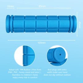 URAQT Bike Cycle Handlebar Grips, Solid Color Children's Bike Handlebars, Soft Non-Slip Bicycle Handle Grip, Rubber Handle Cover Universal Kids Bike Grips for Boys and Girls Kids Bikes(Blue)