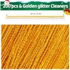 Iooleem 200pcs Golden Glitter Pipe Cleaners, Glitter Chenille Stems, Pipe