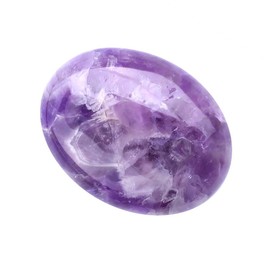 Ieron 2.4in Amethyst Crystal Stone Gemstone Natural Oval Pocket Stone Worry Stone For Massage, Reiki, Stress Relief, And Meditation Crystal Gift 1PCS
