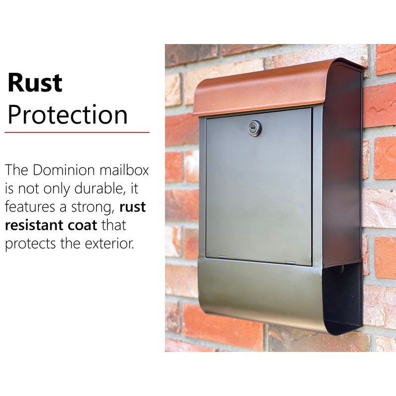 NACH Dominion Locking Mailbox with Newspaper Holder, Wall Mount Mailboxes
