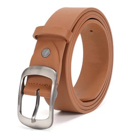 JASGOOD Women Leather Belt Brown Casual Waist Belt for Jeans Pants with Metal Pin Buckle